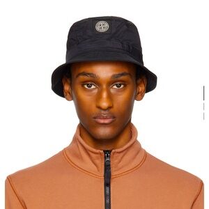 Stone Island Black Bucket Hat (L)